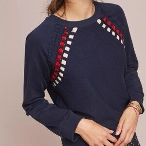 Pepin by Anthropologie velvet ribbon sweater navy